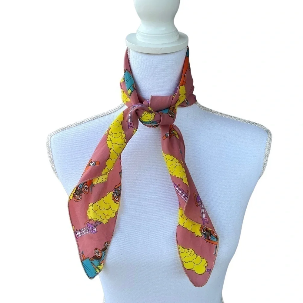 Vintage 70s Airplane Head Wrap Neck Scarf Head Scarf London Gentlemen Clouds USA
